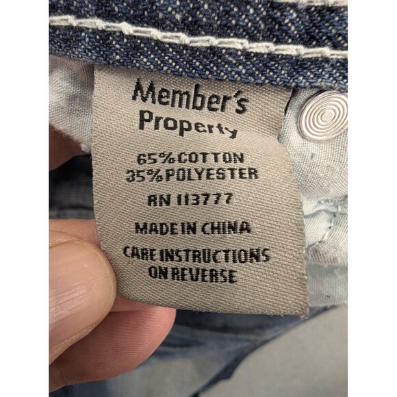 Member's Property Denim Shorts Mens 38 Blue Distressed Jean Zip Fly Casual - Picture 15 of 15